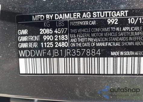 2018 Mercedes-Benz C 300 z USA, uszkodzony, nr VIN WDDWF4JB1JR357884